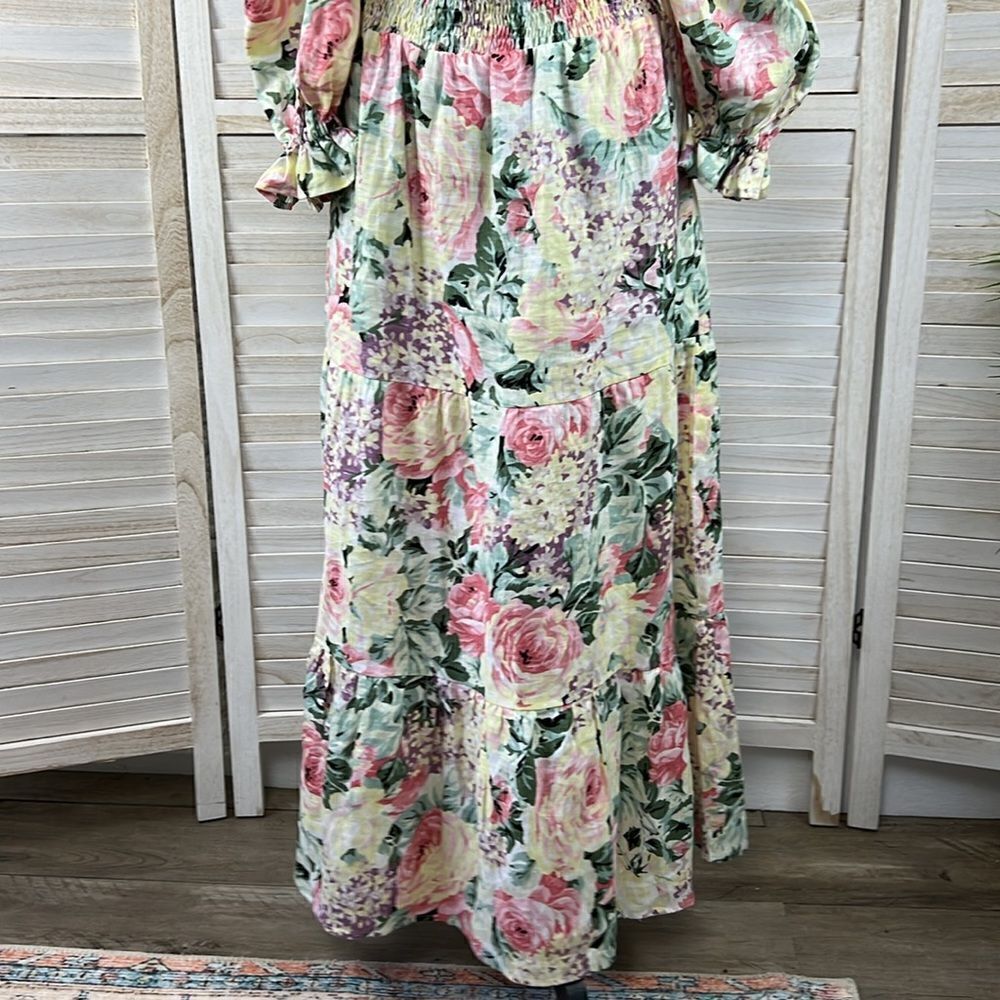 Faithful The Brand De Christian Venissa Floral Linen Midi Dress 6 - Picture 4 of 14